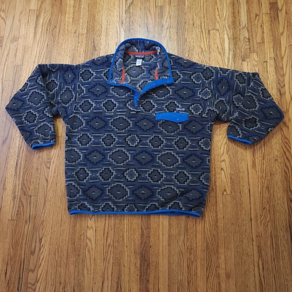 Patagonia Synchilla Vintage Snap T Aztec Geometric Fleece Sweater Jacket Mens XL - Picture 1 of 6